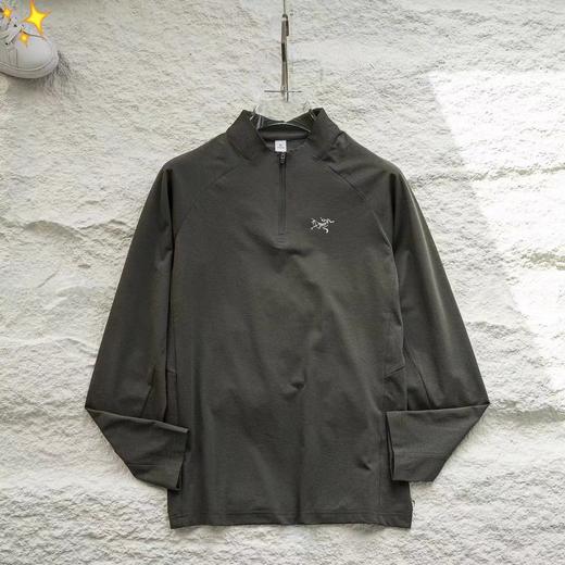 F032523早秋新品简约百搭男士户外运动休闲半拉链长袖衬衫 商品图5