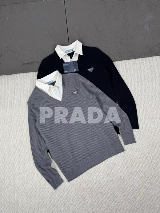 F032554假两件针织毛衣黑三角柔软亲肤针织衫男女同款 商品图0