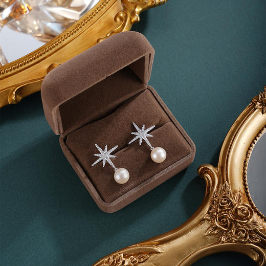 子佩集【星芒之秀】银S925珍珠惜王妃耳钉【X7532】8.5mm珠双色星芒2601 商品图3