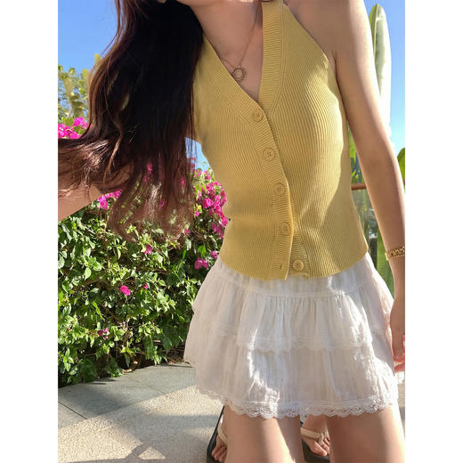 <曾小咸推荐>韩系纯色无袖挂脖背心女夏 商品图1