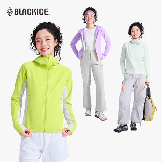 黑冰户外轻量抓绒衣开衫女轻薄抗静电专业运动跑步速干衣外套1110 商品图6
