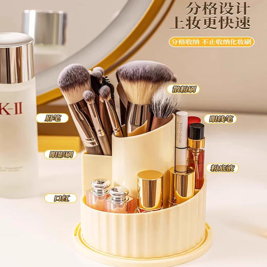 【防水防尘❗️旋转筒刷】化妆刷收纳筒口红眼影置物架桌面笔筒旋转防尘梳妆台化妆品收纳盒。ya 商品图2