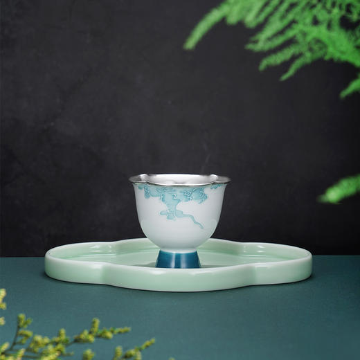 子佩集【祥云清悦】银S990摆件【TZYF049】茶具祥云浮雕四葵口茶杯2602 商品图1