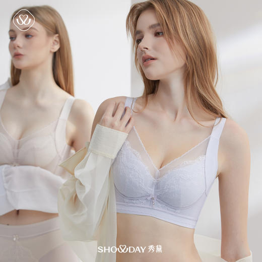 【7.5折限时特惠】【主推款】【B杯/C杯单件】【秀黛】和风花雨无钢圈中薄杯文胸/记忆圈拼棉杯文胸五排扣W5110003B/W5110004C【门店同款】 商品图9