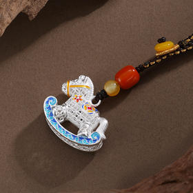 子佩集【好运加马】银S999钥匙扣【BJ0001683】小摆件花丝珐琅彩白马2602