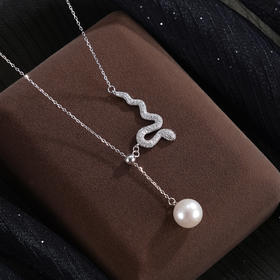 子佩集【珠光灵蛇】银S925珍珠惜王妃套链【YB7806】9.5mm珠双色蛇吊球2601