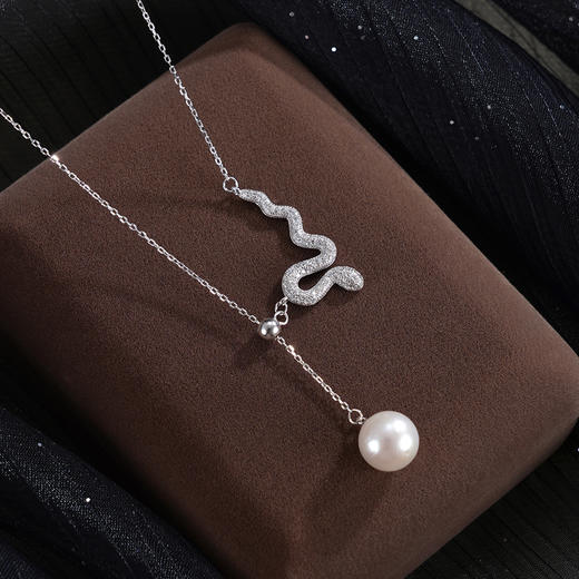 子佩集【珠光灵蛇】银S925珍珠惜王妃套链【YB7806】9.5mm珠双色蛇吊球2601 商品图0