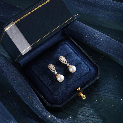 子佩集【高光时刻】银S925珍珠惜王妃耳钉【E3391】7.5mm珠双色水滴2601 商品图2