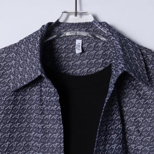 SDSA男装2026新款高贵轻奢老钱风撞色提花假两件短袖衬衫百搭上衣 商品图1