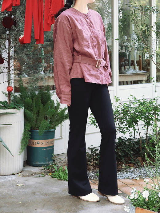 【部分颜色尺码预售25天】【明星同款汉麻衬衫+喇叭裤】显瘦神裤 穿出气质~ 商品图0