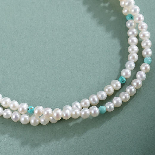 子佩集【沧海雪月】银S925珍珠惜王妃手链【QNS0025-20】3mm珠绿松石2601 商品图2