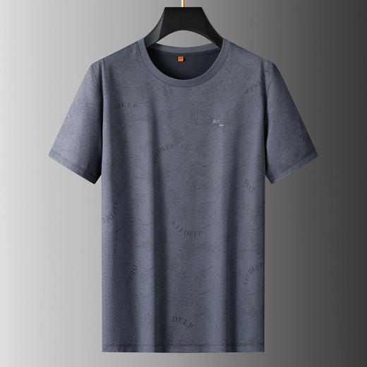【DPS】大依优型大码男装夏季冰丝圆领短袖T恤简约休闲暗纹上衣 商品图2