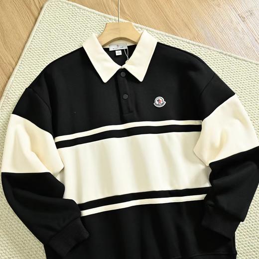 F032518春季新品弹力休闲拼色条纹男士翻领polo长袖 商品图8