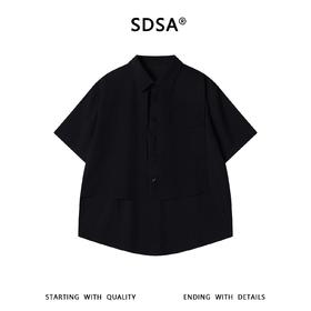SDSA男装2026新款高贵轻奢简约纯色口袋拼接设计短袖衬衫百搭时尚