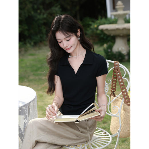 鹿向南【0328/20:00新品前一小时7折】黑色T恤 商品图3