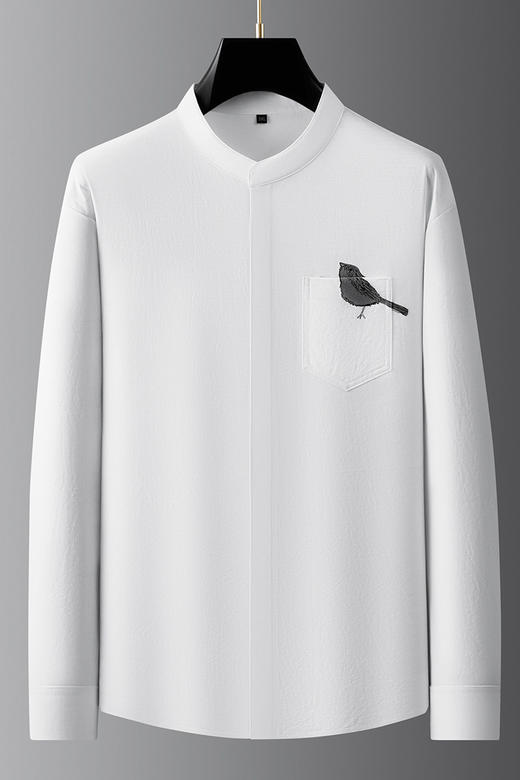 【DDA】大依优型大码男装春季立领衬衫长袖棉质商务休闲上衣加肥300斤 商品图5