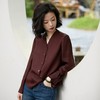 西子/落霞26姆米桑蚕丝桑波缎非遗红云纱斜纹V领衬衣/CSTJ1059 商品缩略图0
