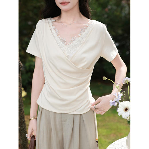 鹿向南【0328/00:00新品前一小时7折】杏色T恤 商品图1