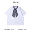 SDSA男装2026新款高贵轻奢美式简约格纹领结飘带短袖T恤百搭休闲 商品缩略图0