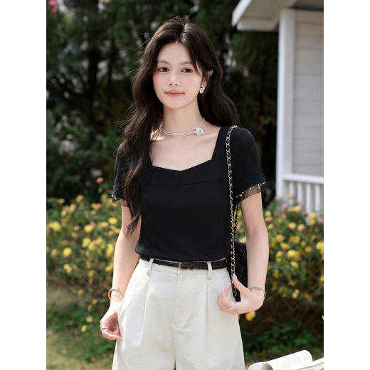 鹿向南【0328/00:00新品前一小时7折】黑色T恤 商品图0