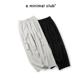 a minimal club舒温暖皮直筒卫裤膝盖立体双褶宽松秋冬AM5CSP05