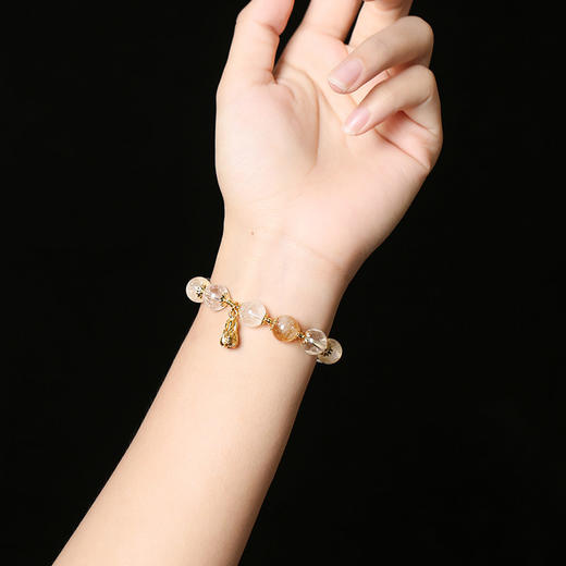 【祈愿吉品】「金芒净澈」黄塔晶白水晶手链 商品图2