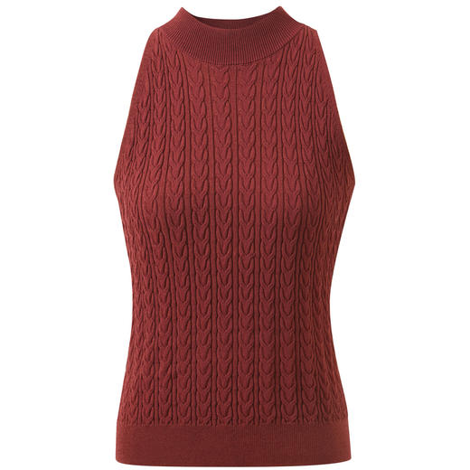 三彩独醒2026夏季新款无袖绞花修身针织衫挂脖半高领毛衫套头F 商品图4