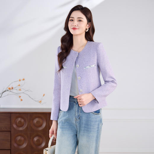 「自」全新升级【铂金会员183/天猫239/差价56】(15203)洛诗琳气质小香风外套女2026春季新款时尚显瘦洋气短款外套 商品图1