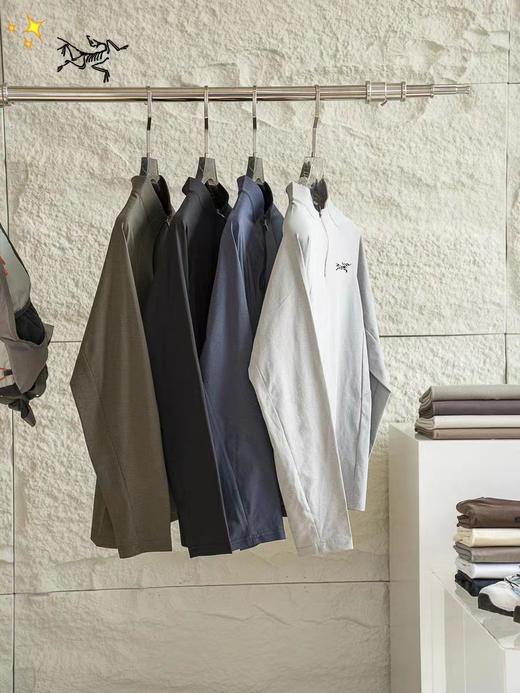 F032523早秋新品简约百搭男士户外运动休闲半拉链长袖衬衫 商品图1