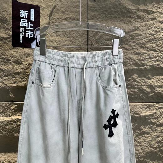 F032517不规则分布十字贴布风格侧排十字架休闲长裤卫裤 商品图6