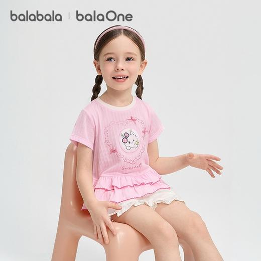 【balaOne】巴拉巴拉童装儿童短袖t恤2026新夏装女童甜美时尚上衣 商品图2