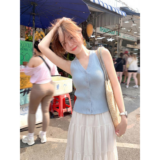 <曾小咸推荐>韩系纯色无袖挂脖背心女夏 商品图2