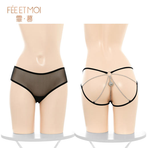 霏慕 铃铛链条开裆露臀透视内裤7113&7114 商品图8