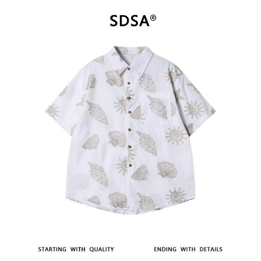 SDSA男装2026新款高贵轻奢简约刺绣贝壳海螺设计短袖衬衫百搭时尚 商品图0