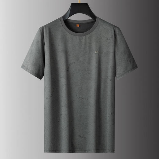 【DPS】大依优型大码男装夏季冰丝圆领短袖T恤简约休闲暗纹上衣 商品图1