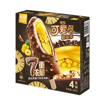 可爱多超级棒7重浓郁金钻凤梨味冰淇淋 雪糕 冰激凌74g*4支 商品图6