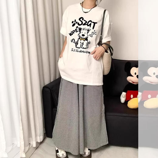 西遇韩系卡通印花短袖T恤女2026年夏季新款慵懒风圆领宽松上衣SS060257 商品图1