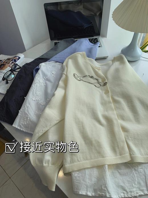 日单！无补！蕾丝拼接圆领开衫  26ZB03024- 商品图2