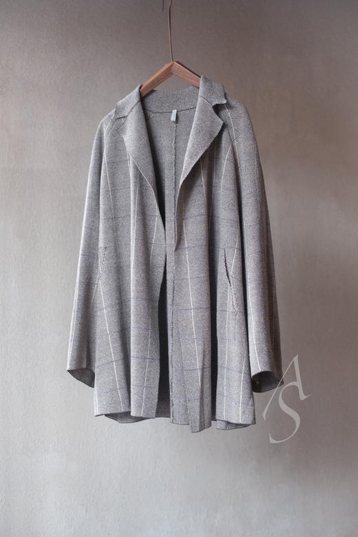 Boboutic 26SS 奶油/米褐格纹绢丝针织廓形夹克 商品图9