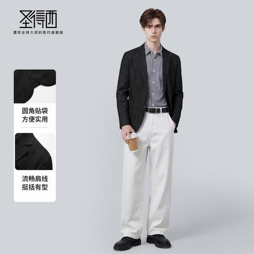 【含亚麻】圣得西休闲西装外套男2026新款春季商务绅士通勤风上衣 商品图3
