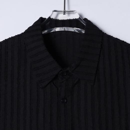 SDSA男装2026新款高贵轻奢老钱风纯色竖纹短袖衬衫百搭简约上衣 商品图1