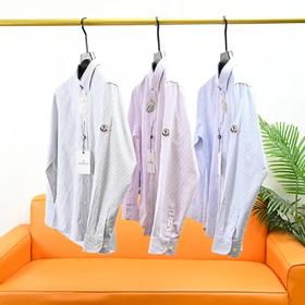 F032534春季新款休闲日常高品质男士纯棉条纹长袖衬衫