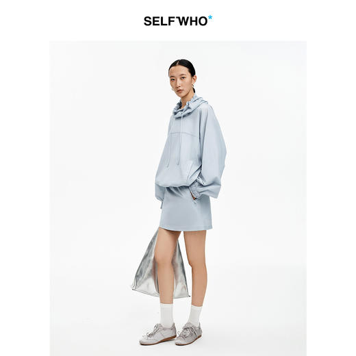 SELFWHO醋酸混纺户外高立领卫衣女2026春季新款套头休闲抽绳外套 商品图1
