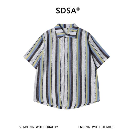7057SDSA男装2026新款高贵轻奢韩系简约撞色竖纹短袖衬衫百搭舒适上衣 商品图2