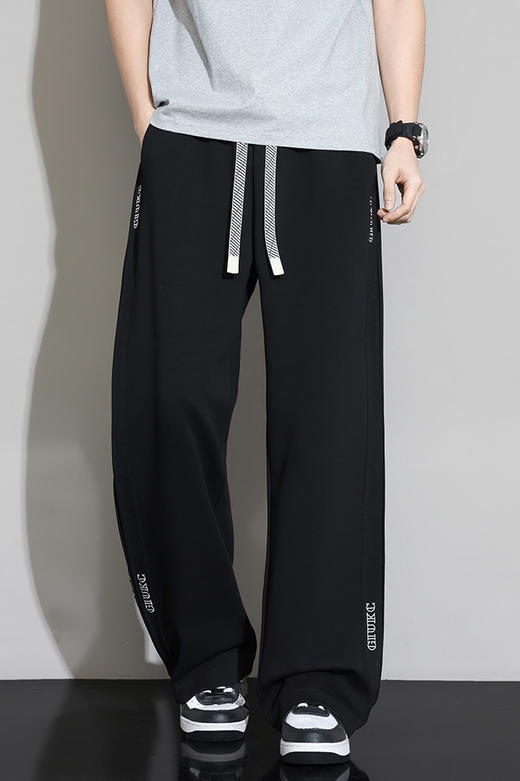 【DYF】大依优型大码男装夏季刺绣长裤阔腿裤运动休闲百搭棉质长裤 商品图5