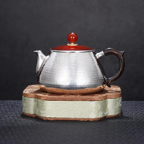 子佩集【弘福胤禧】银S999摆件【COOXHCFO001】茶具红盖锤纹小茶壶2602