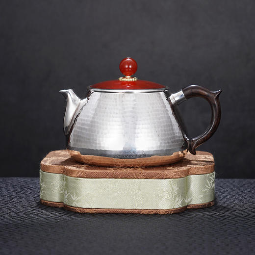 子佩集【弘福胤禧】银S999摆件【COOXHCFO001】茶具红盖锤纹小茶壶2602 商品图0
