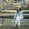 绽放132朵/斜纹亚麻脏染翻领长袖西装女经典文艺老钱风外套夏新款 商品缩略图3