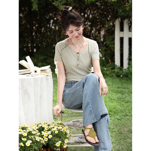 鹿向南【0328/00:00新品前一小时7折】蓝色牛仔裤 商品图4