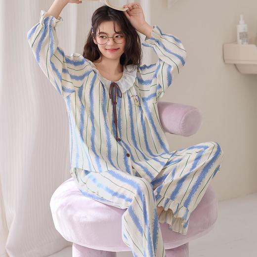 日系甜美公主风娃娃领春秋云朵棉开衫家居服长袖长裤两件套睡衣M-2XL★娃娃优选 商品图1